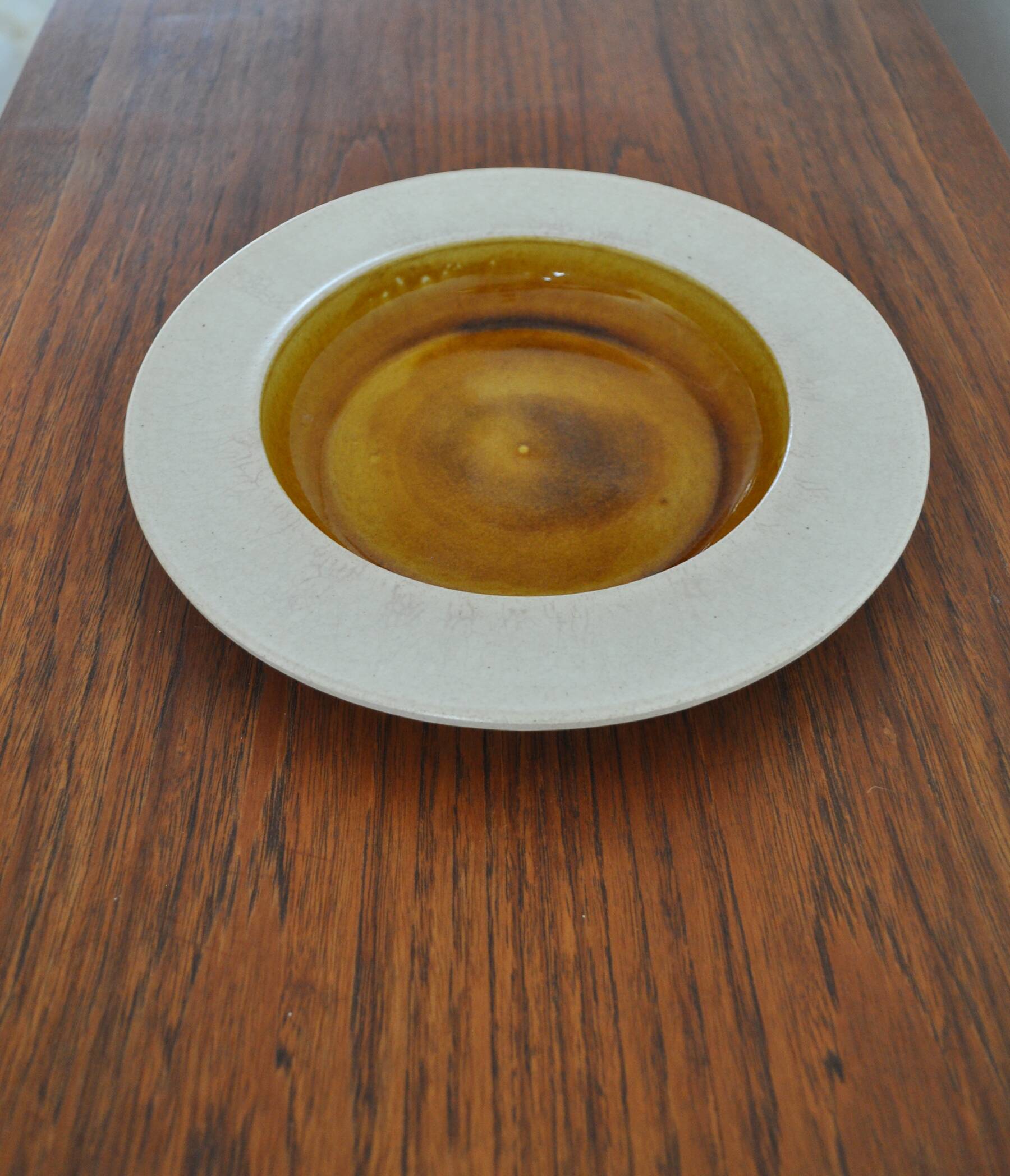 Golden Ochre Ceramic Dish by Kähler, Denmark 1950s