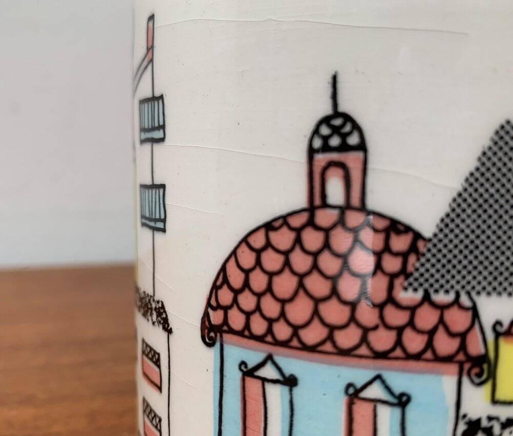 German ceramic box or mid-century biscuit jar with a teak lid by SMF Schramberg Keramik, 1960s