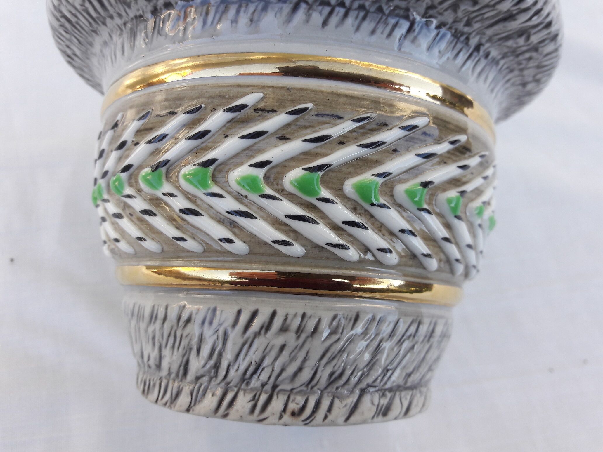 Signed sandstone pot cover