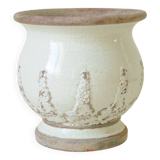 Beige glazed terracotta planter cache pot