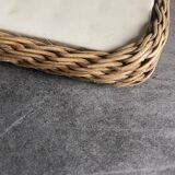 Ceramic tile trivet with vintage pattern woven wicker outline