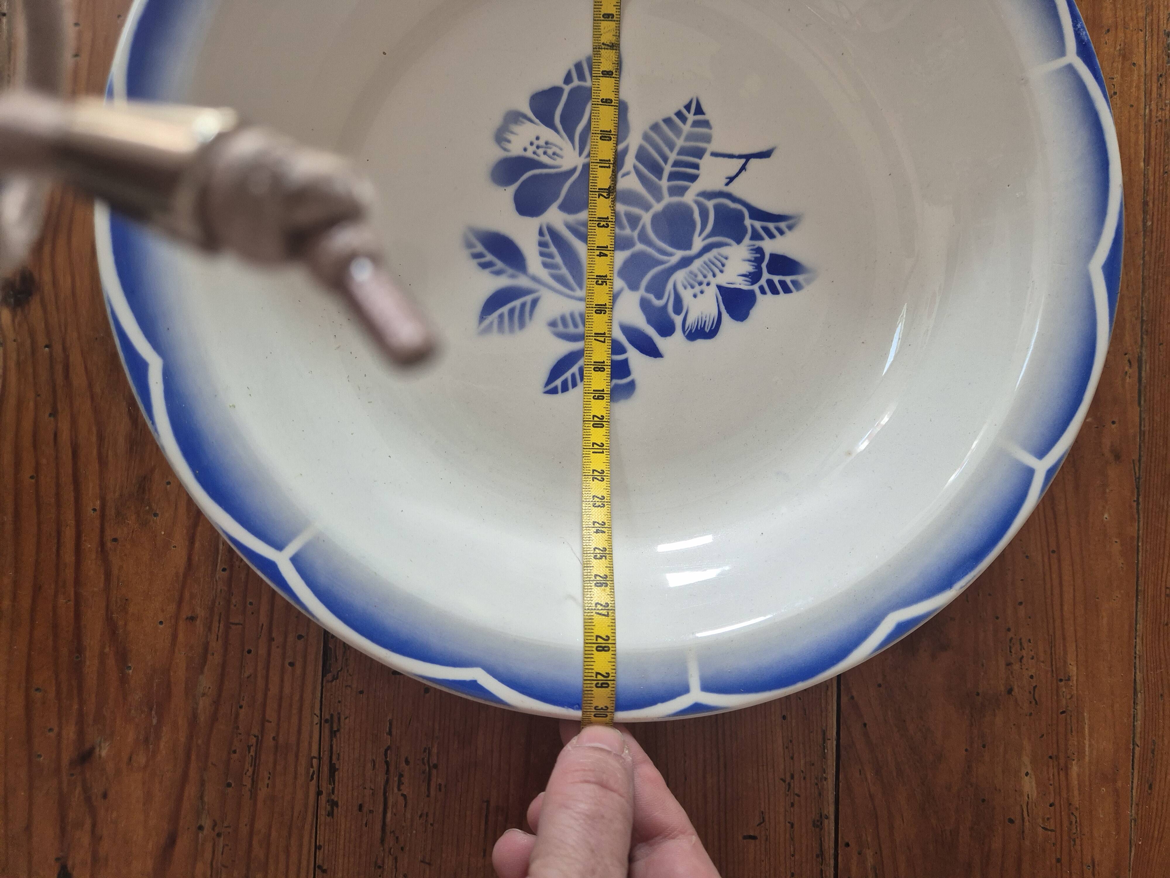 Plat saladier vintage a fleurs bleue marsac digoin de sarreguemines france
