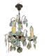 Three-light chandelier in bronze and cut crystal, early 20th century work.