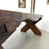 Table Brutaliste en Chêne Massif, Art Populaire (Vers 1900)