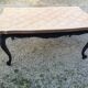 Louis XV style table in cherry wood restyled base in black and raw wood top