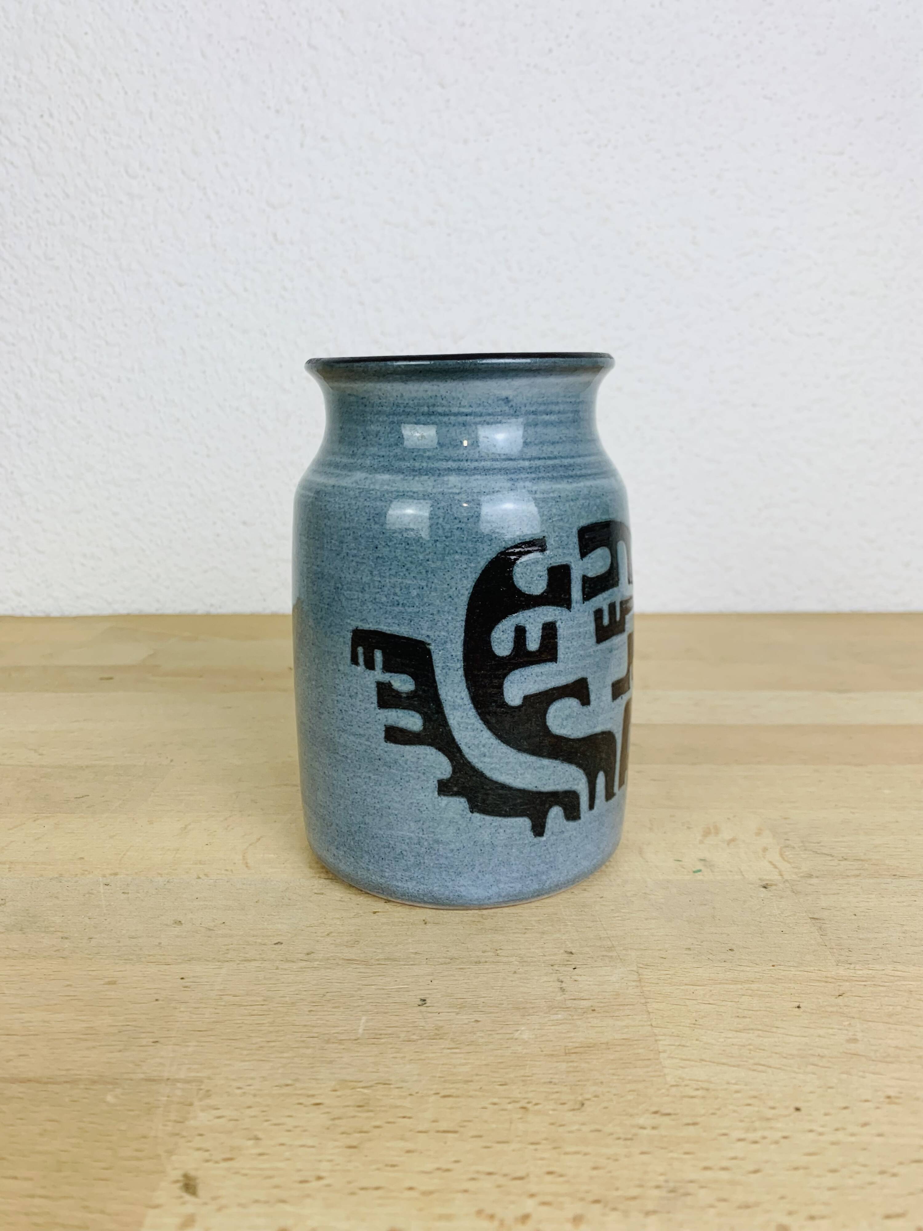 Vintage 60s ceramic vase, abstract patterns