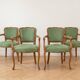Set of 4 Louis XV style cabriolet armchairs in green fabric.