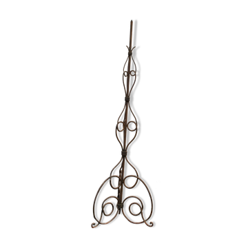Vintage wrought iron lamp foot, volutes tripod floor lamp