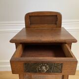 Vintage solid oak bedside table, 1 door, 1 drawer and 1 niche