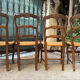 Set of 4 Provençal oak chairs with rush seats.