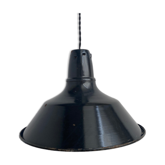 Old suspension lamp emaillee black 40 cm