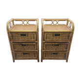 Nightstands in rattan and bamboo vintage