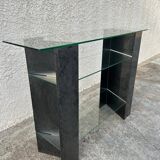 Iron console and shelves and glasses