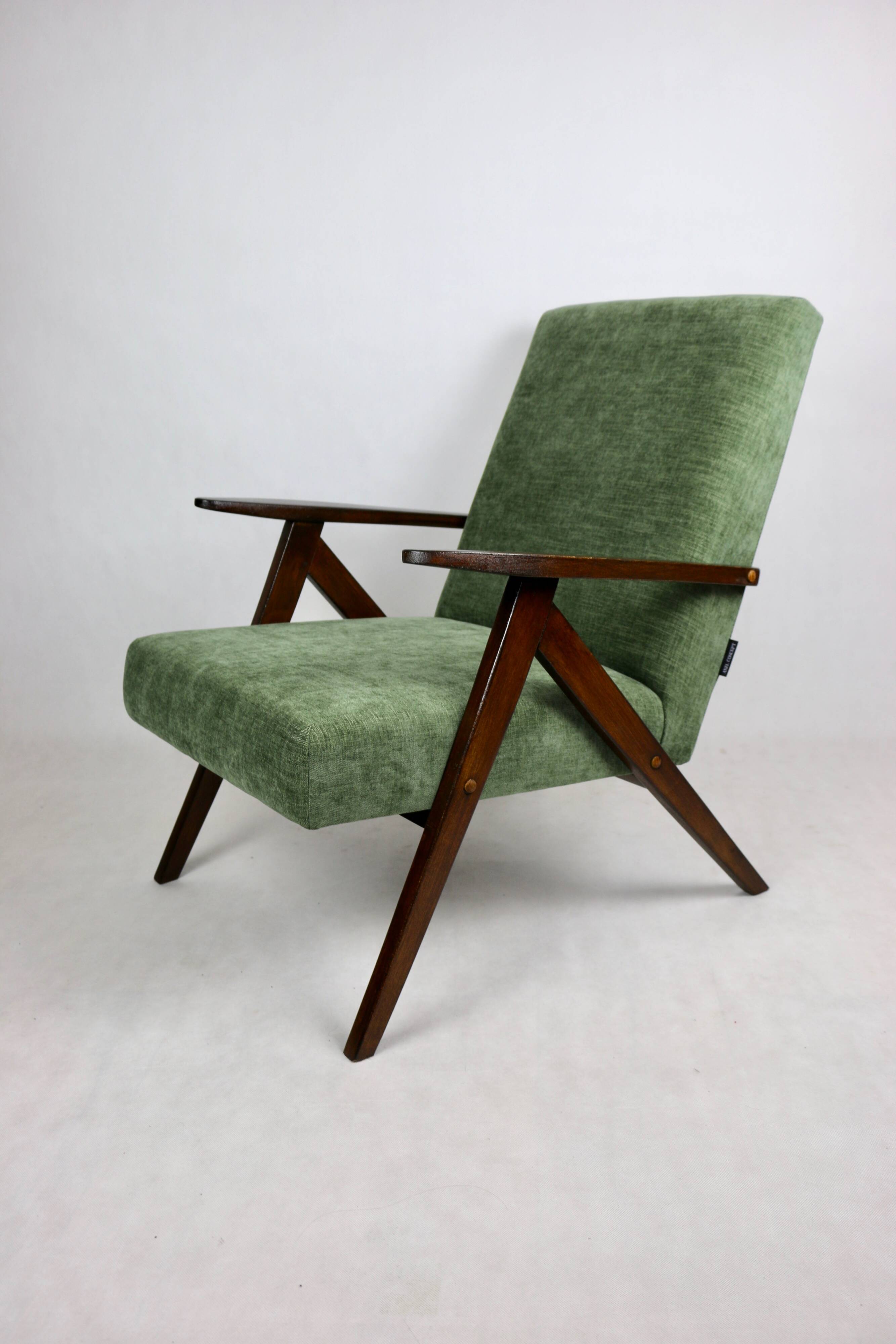 Fauteuil vintage vert olive modèle B-310, années 1970