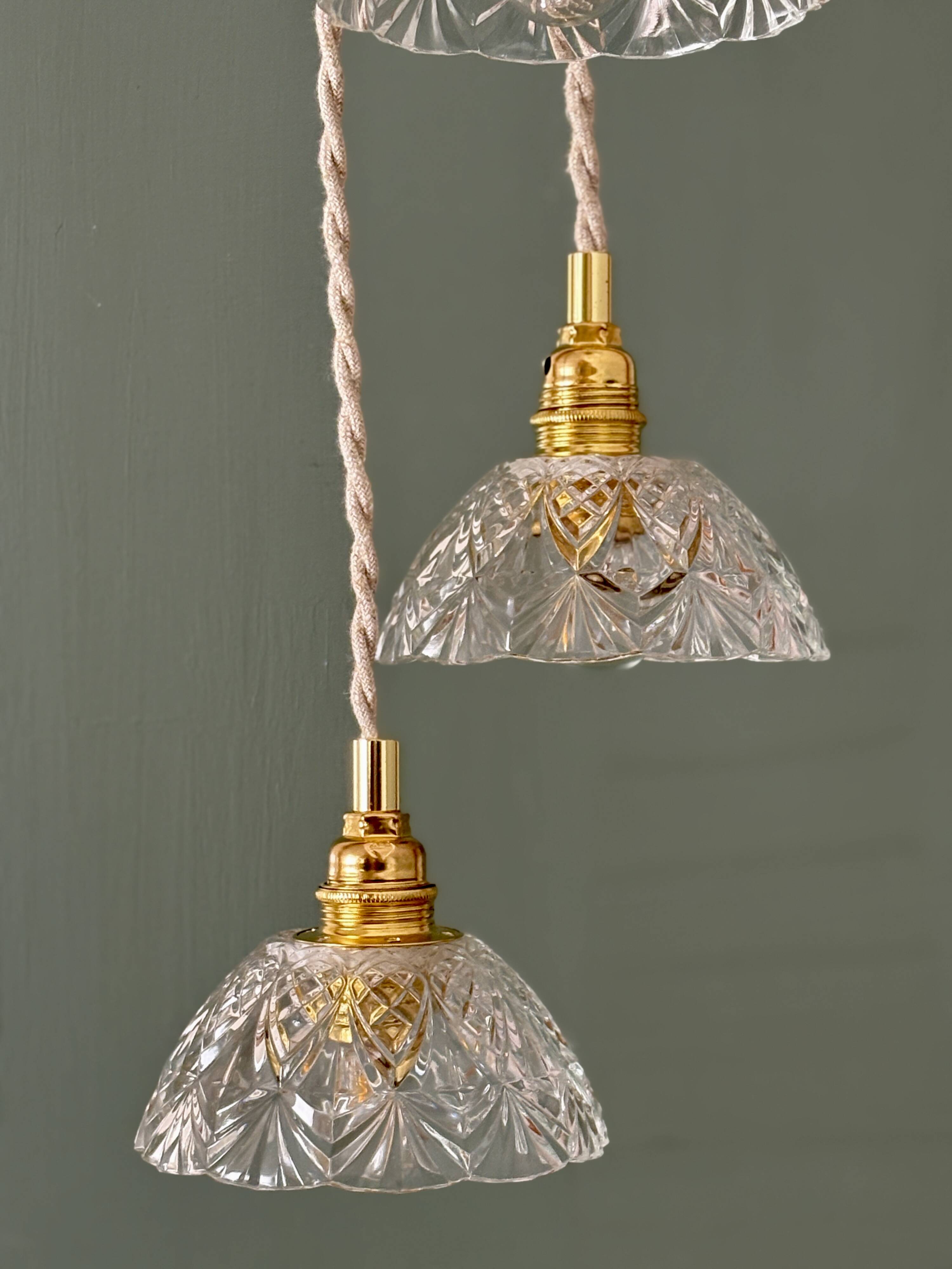 Vintage triple suspension lampshade in cut glass - tableware collection