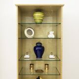 Studio Smania Tall 1980s Birds Eye Maple Burl Display Cabinet Memphis Milano Style Vintage