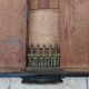 Central island shop counter in marble and oak, Art Deco period.