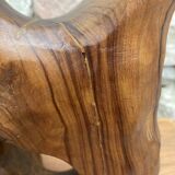 Brutalist sculptural lamp base in olive wood