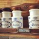 6 vintage opaline spice jars