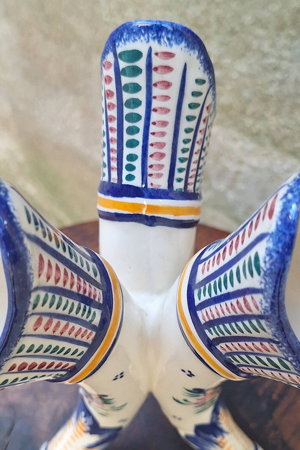 Quimper earthenware tricorn vase