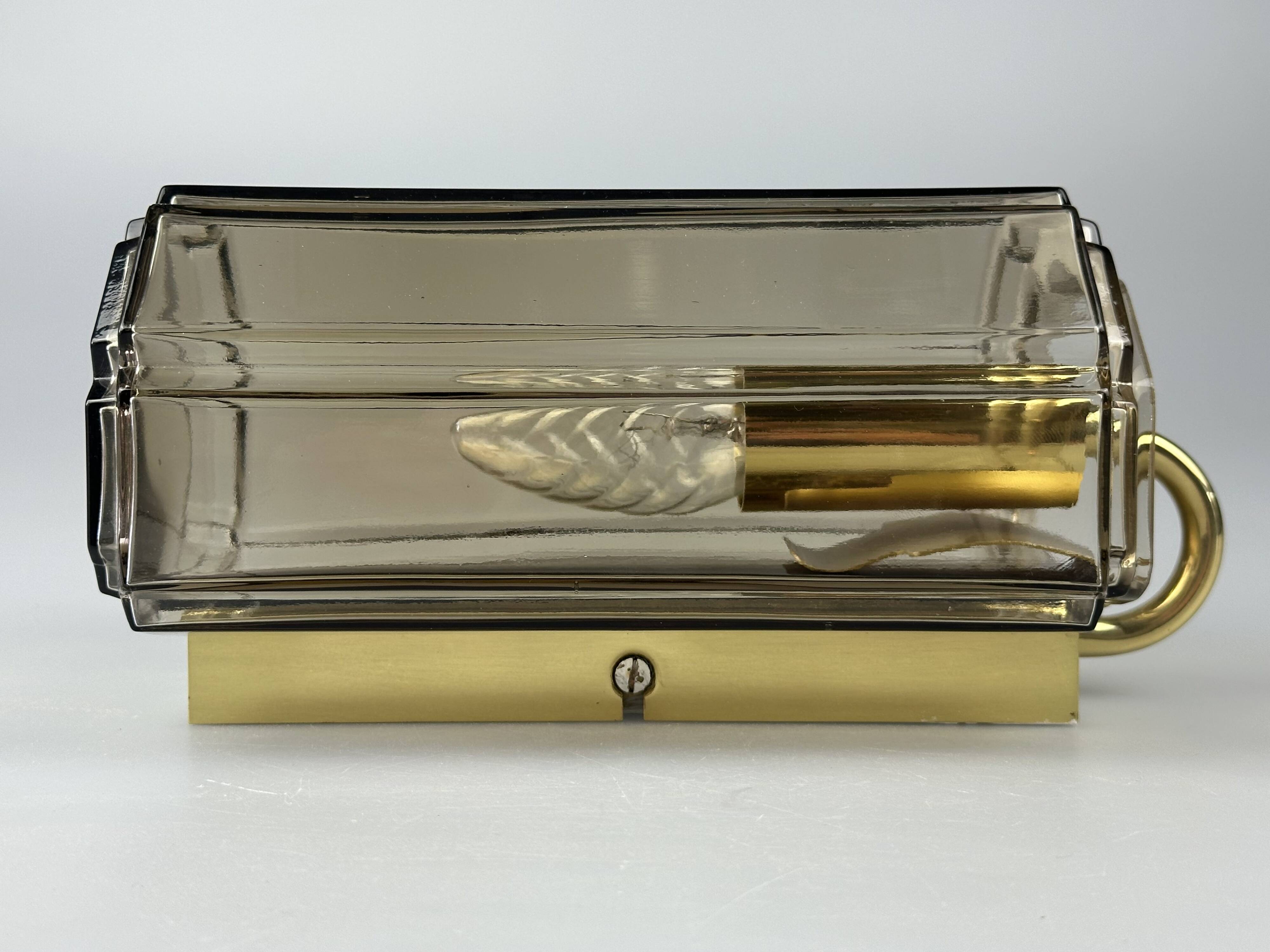 1960s/70s Wall Lamp Glashütte Limburg Germany Glass & Metal Age Design