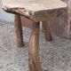 Brutalist coffee table in solid wood, tripod. (Popular art)