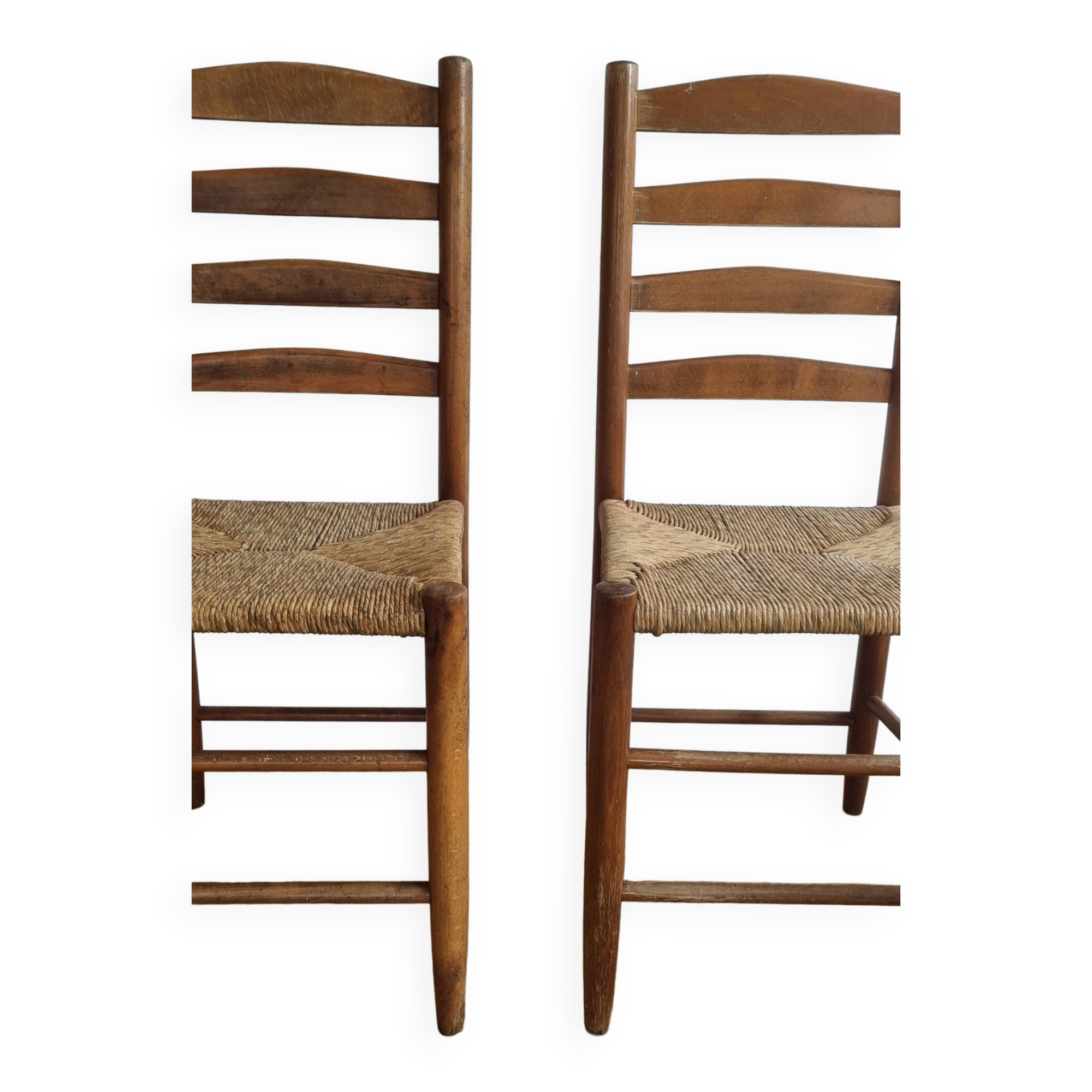 pair of vintage straw chairs