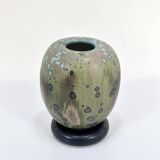 Glazed ceramic art vase with standing ceramic ring by Hanne Wydra-Jantz, Germany 1980