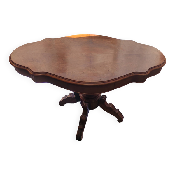 Table guéridon ovale ancienne en bois massif