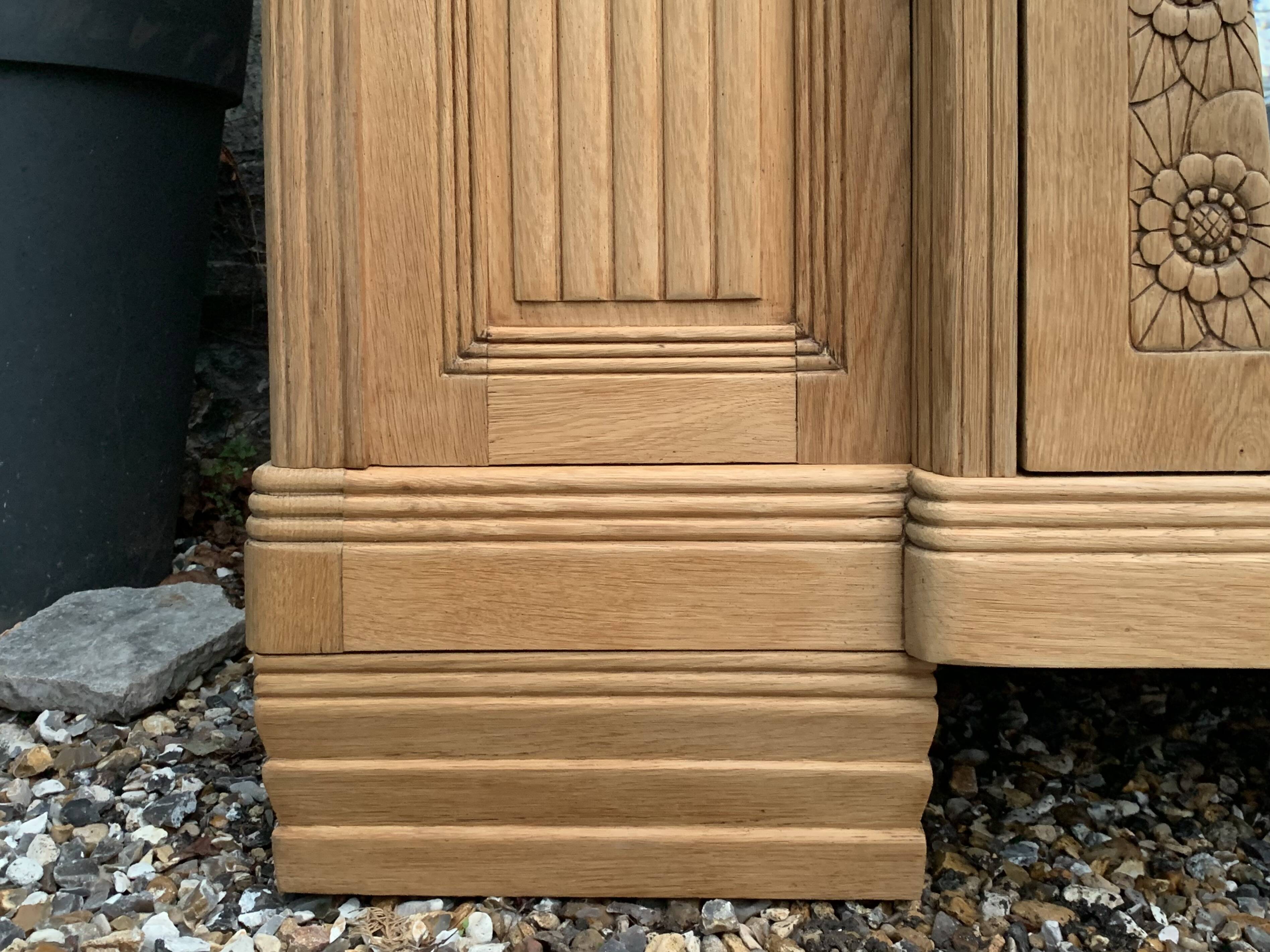 Parisian Art Deco style wardrobe in solid raw oak, 1950