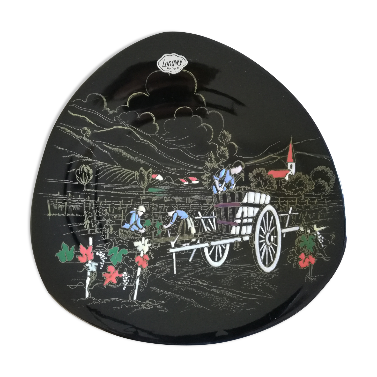 Longwy ceramic plate - great fire. harvest collection: vineyard 3524.