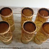 Series of 6 amber glasses