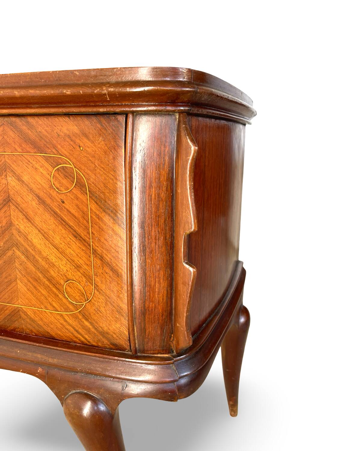 Tables de chevet plaquées en palissandre avec plateau en onyx vert