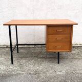 Vintage modernist desk in wood and metal