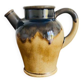 Beige and flamed ceramic stoneware decanter Vintage