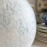 Table lamp "egg" in Clichy glass and white metal