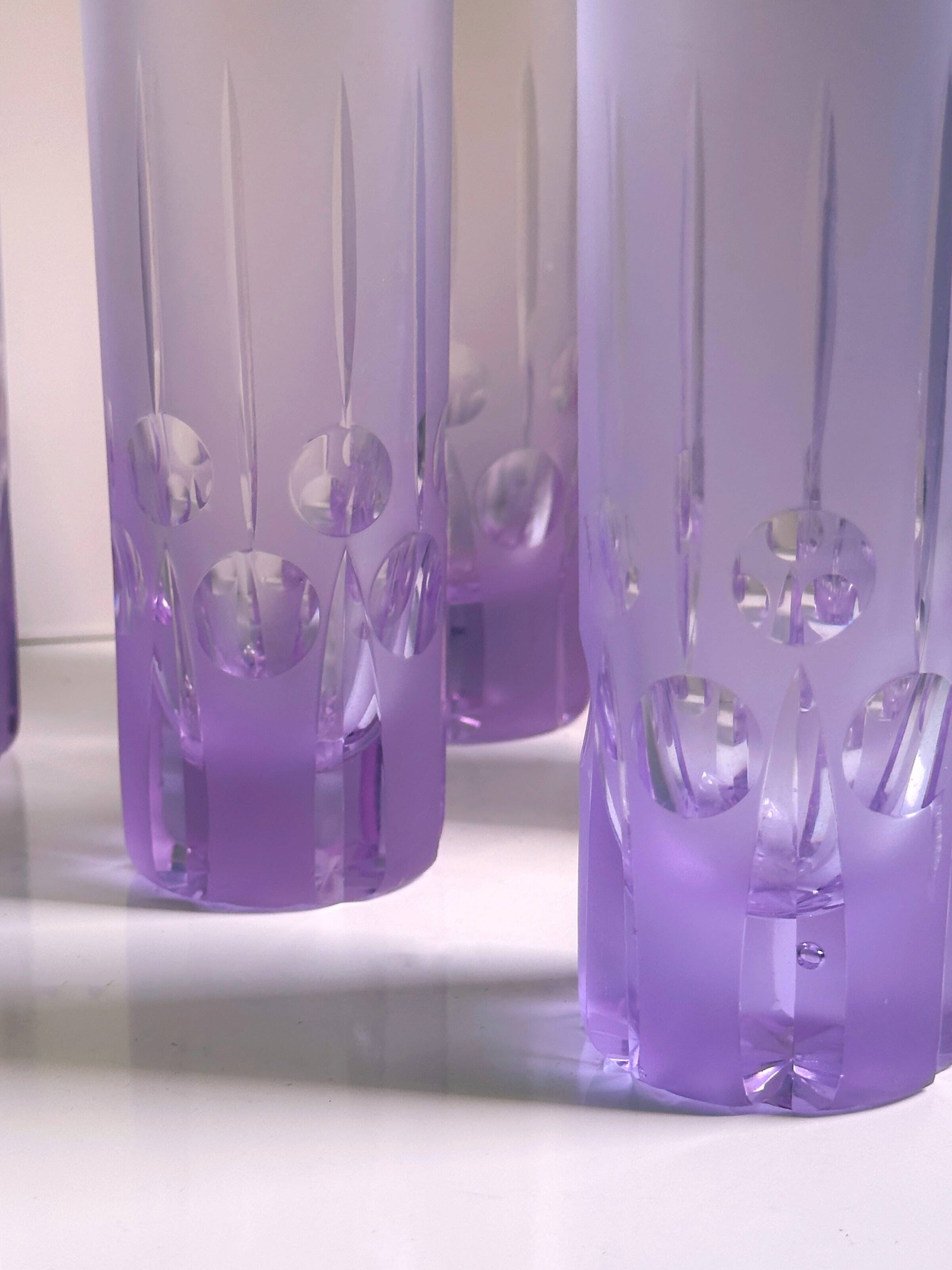 6 verres à long drink italiens de l'ère spatiale - Alexandrite, années 1970