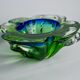 Sommerso green and blue pocket emptier by Flavio Poli for Seguso, Murano glass, Italy, 1970