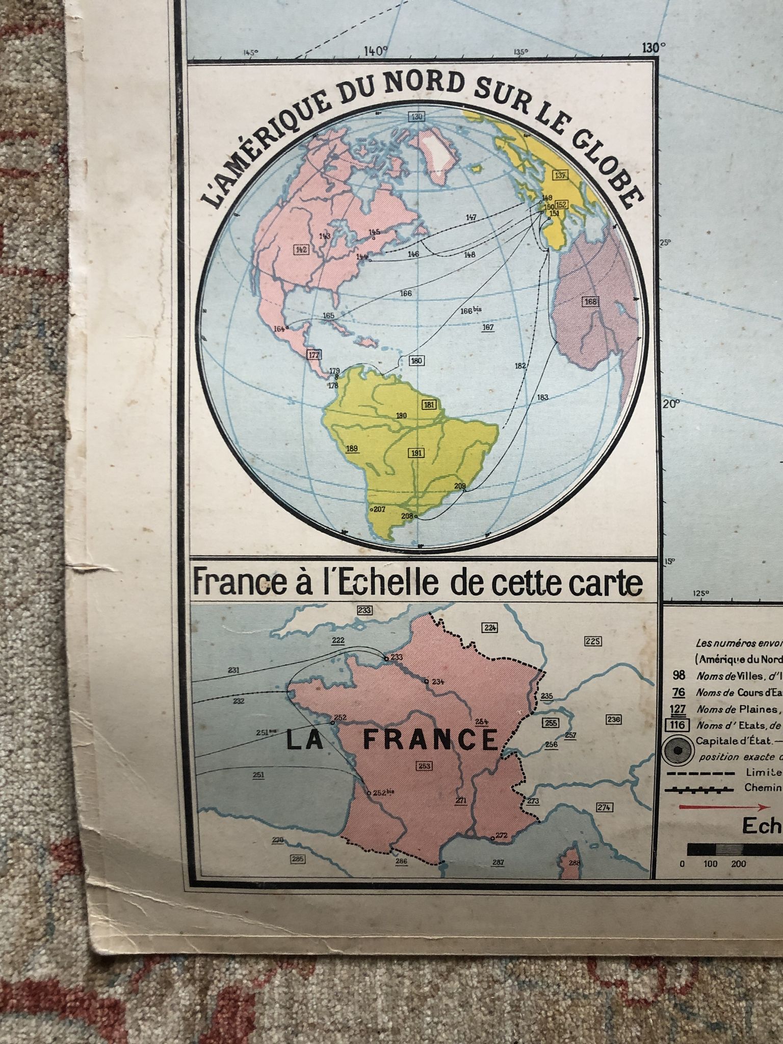 Carte pédagogique Amérique du Nord politique juin 1950