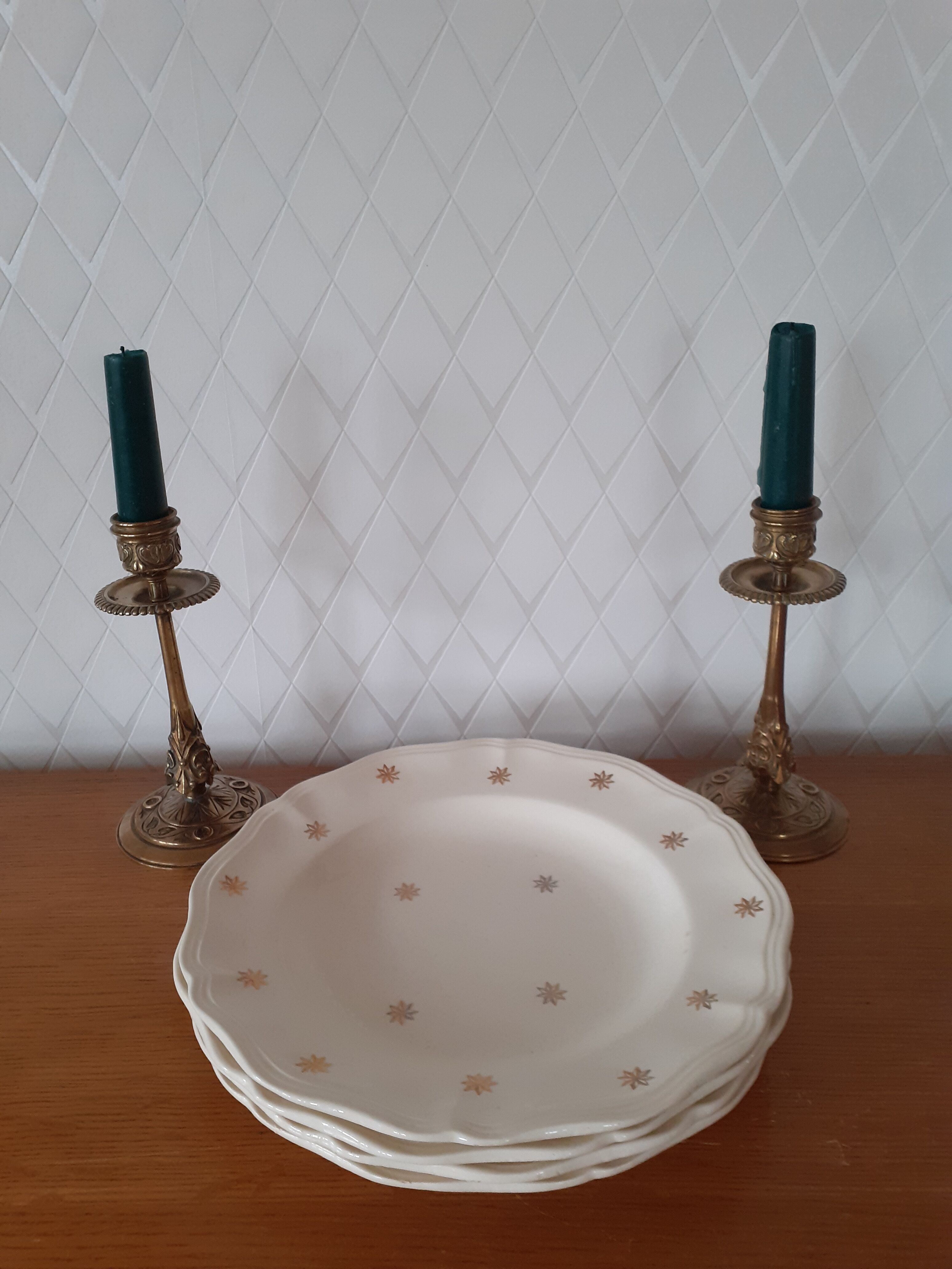 Set of 4 plates Sarreguemines golden stars