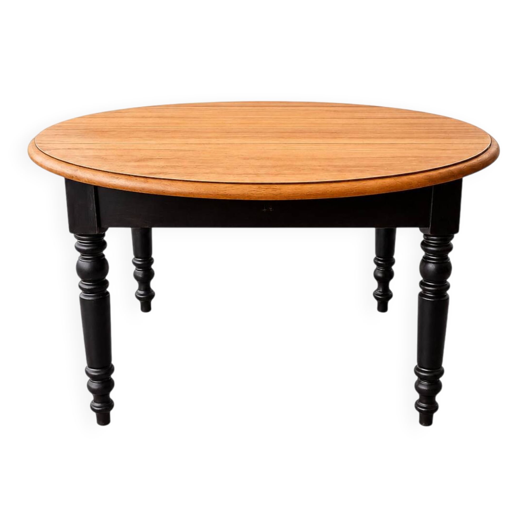 Vintage Solid Wood Extendable Dining Table – Round Drop Leaf Table