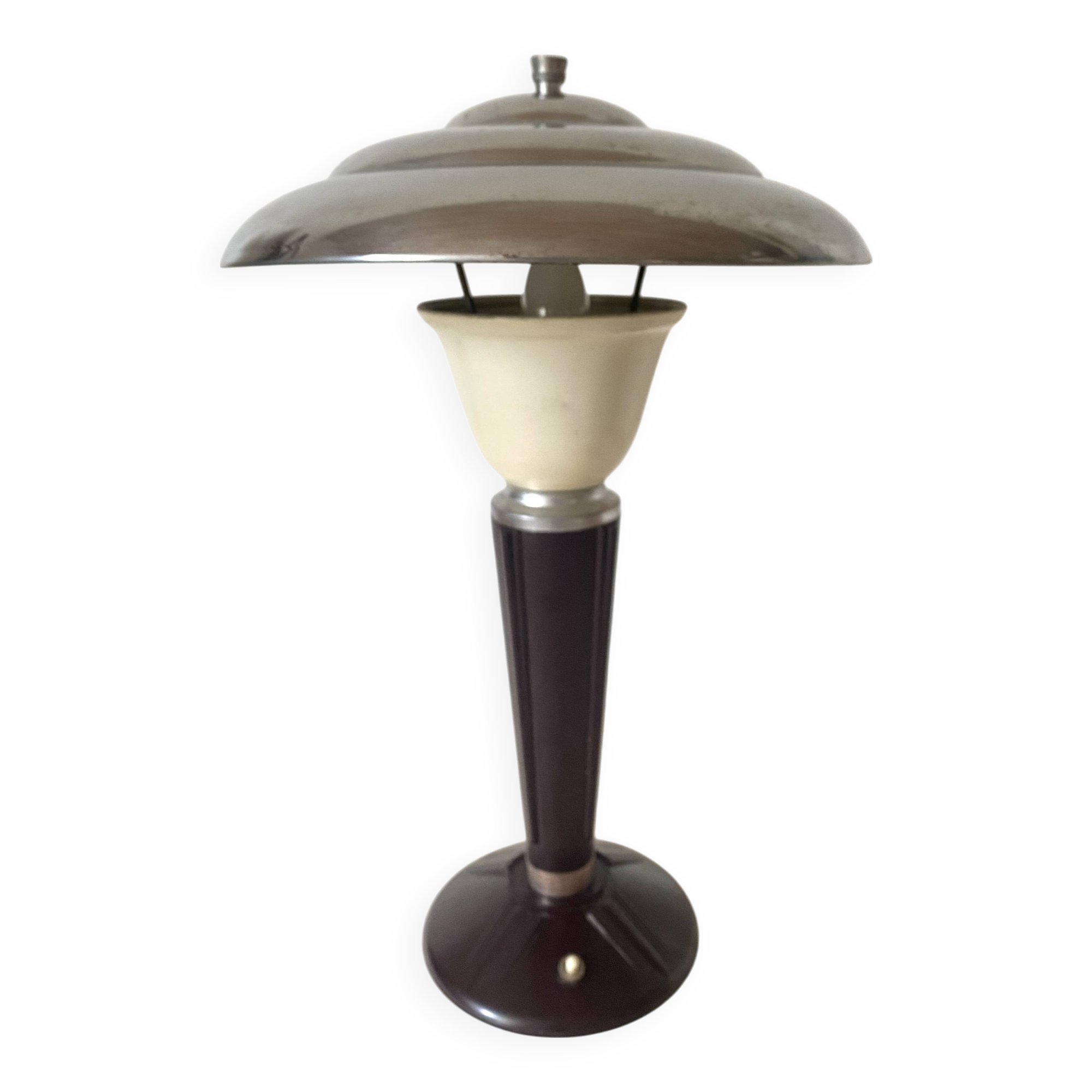 Lampe champignon art déco en bakélite et chrome