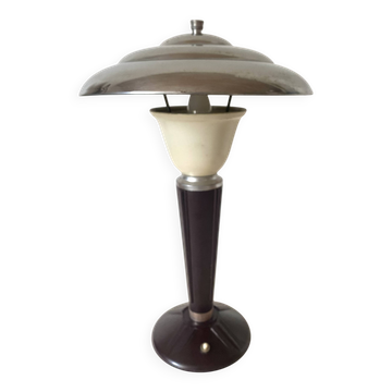 Lampe champignon art déco en bakélite et chrome