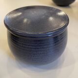 complete blue coffee service in enameled ceramic, Bernard Thiran, ca 1970