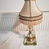 modernist lamp period 1930/1950 with very beautiful silk lampshade with fringes