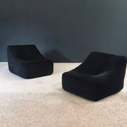 Mid-Century Modern French Corduroy Lounge Chairs, 1970s, Set of 2