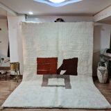 Beni Ouarain Rug Abstract Design - Natural Wool - Earth Tones -