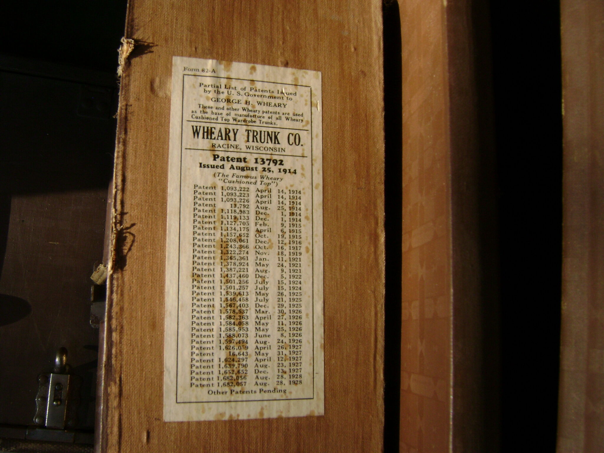 1920 american brand wheary travel trunk