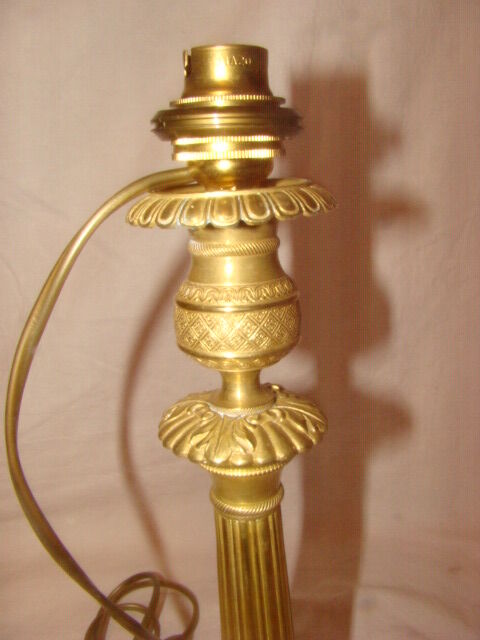 Bronze and brass candlestick, "Restoration" style, electrified as a lamp base.