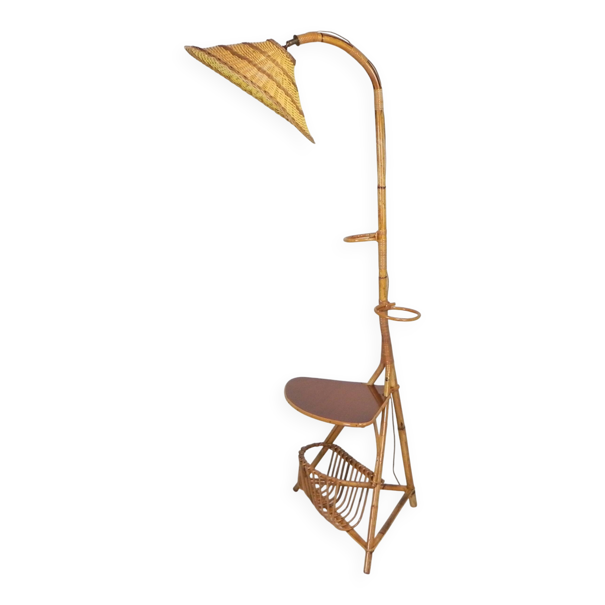 Bamboo floor lamp, 1950s